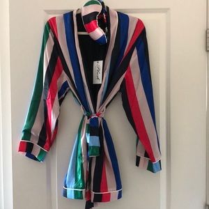 PLUSH APPAREL NWT striped robe and eye mask (s)